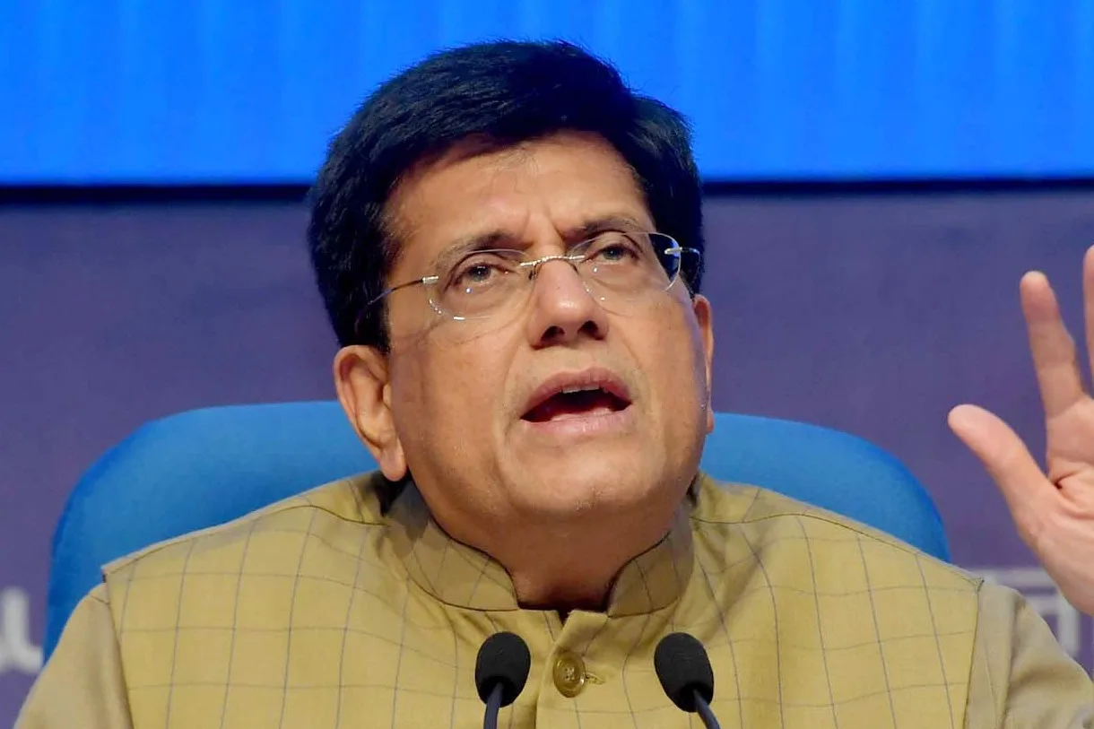 Commerce and Industry Minister Piyush Goyal speaking at a press conference