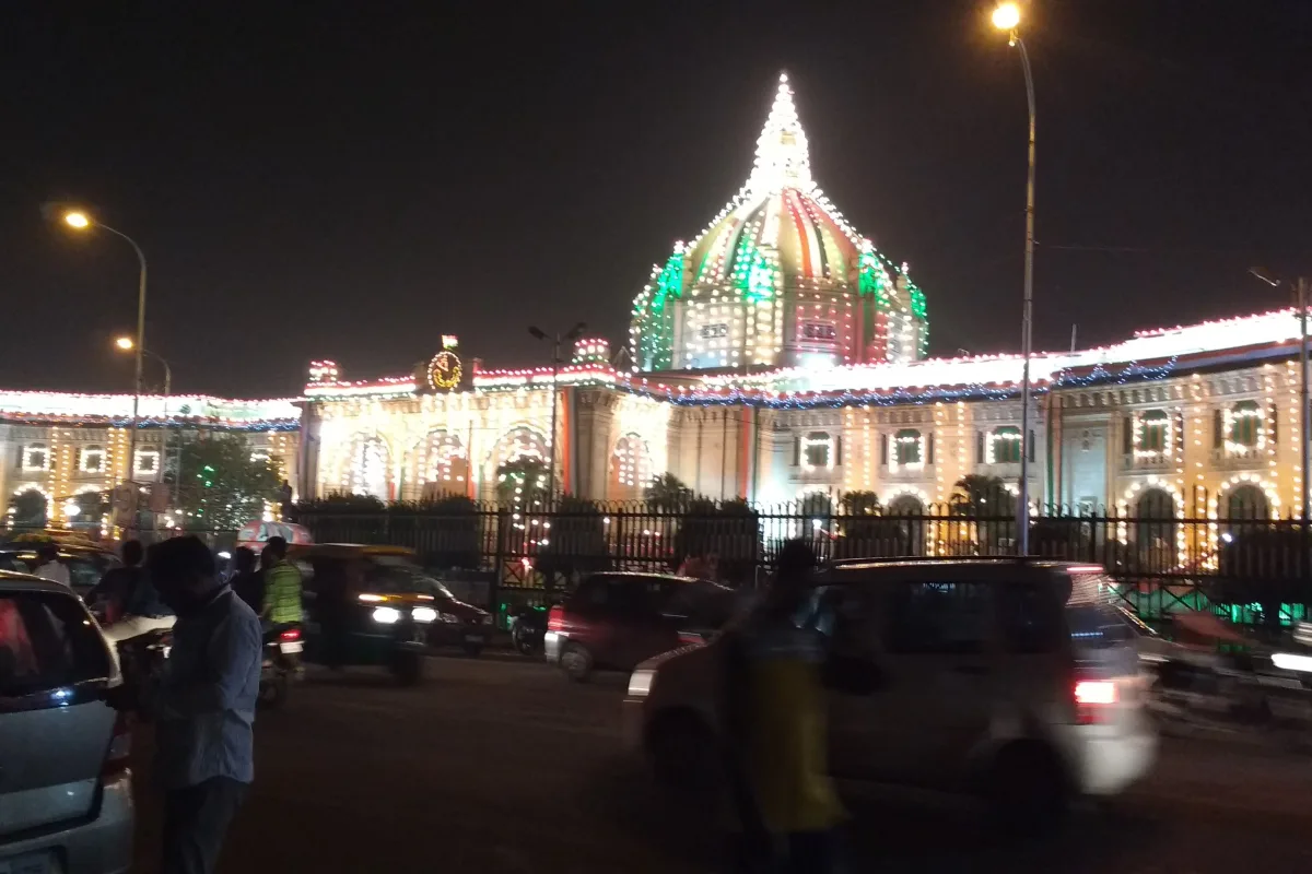 The Uttar Pradesh Vidhan Bhawan in Lucknow lit up at night